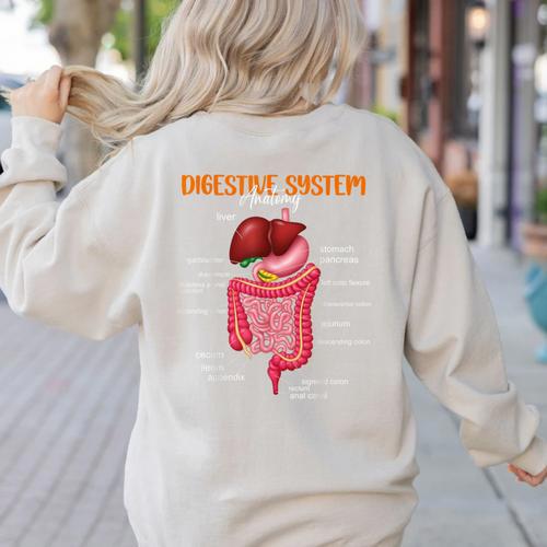 Digestive System Anatomy Anatomical Biology Teacher Women's Sweatshirt Back Print - teacherstshirts.com UK