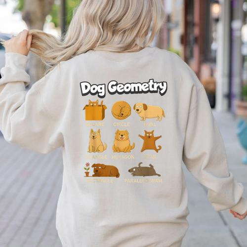 Dog Geometry Math Teacher Back To School STEM Humor Women's Sweatshirt Back Print - teacherstshirts.com CA