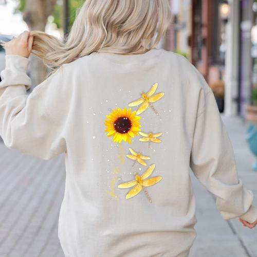 Dragonfly Sunflower Teacher Growth Mindset Choose To Shine Women's Sweatshirt Back Print - teacherstshirts.com CA