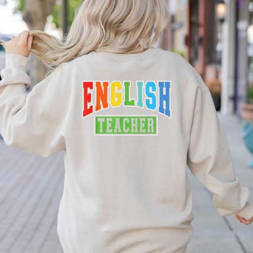English Teacher Men Women Grammar Class English Teacher Women's Sweatshirt Back Print - teacherstshirts.com AU