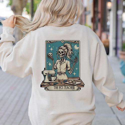 FCS Teacher Skeleton Halloween Family And Consumer Science Women's Sweatshirt Back Print - teacherstshirts.com AU