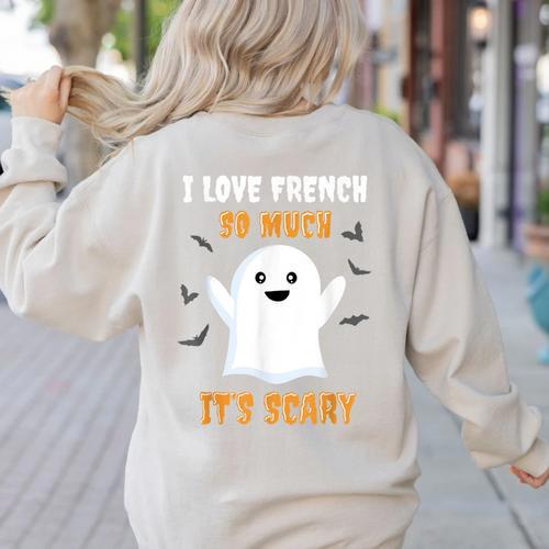 French Teacher Halloween French Class School Women's Sweatshirt Back Print - teacherstshirts.com DE