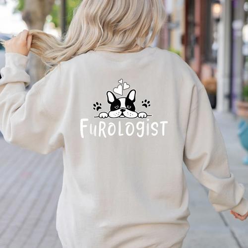 Furologist Puppy Stylist Cute Dog Groomer Men Women Women's Sweatshirt Back Print - Bostonterriersmerch.com