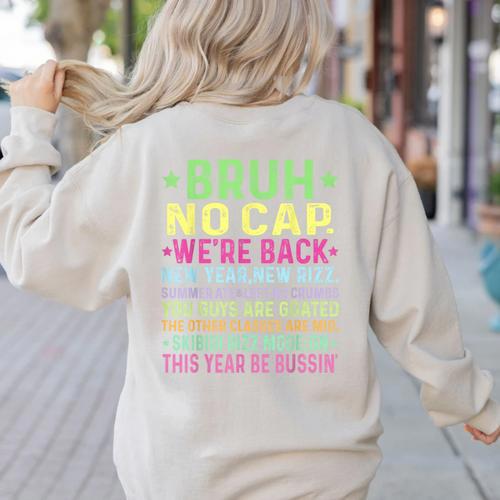 Gen A Slang Teachers Happy 1st Day Of School 2025 Students Women's Sweatshirt Back Print - teacherstshirts.com DE