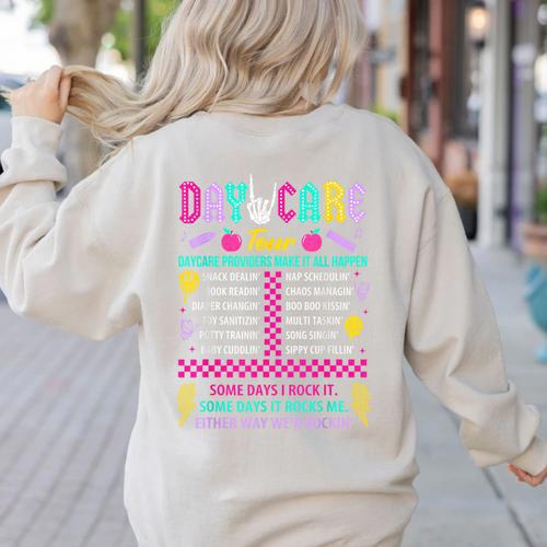 Groovy Day Care Some Days I Rock It Day Care Teacher Life Women's Sweatshirt Back Print - teacherstshirts.com AU