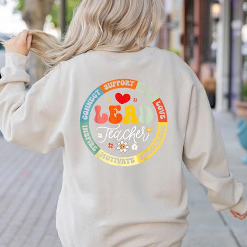 Groovy Lead Teacher Appreciation Back To School Women's Sweatshirt Back Print - teacherstshirts.com UK