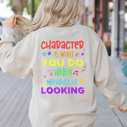 Growth Mindset Teacher Positive Message Inspirational Quote Women's Sweatshirt Back Print - teacherstshirts.com CA