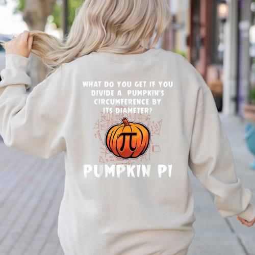 Halloween Pumpkin Pi Math Geometry Teachers Students For Men Women Kids Women's Sweatshirt Back Print - teacherstshirts.com