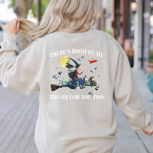 Halloween There's Room On My Broom For You Too Teacher Women's Sweatshirt Back Print - teacherstshirts.com CA