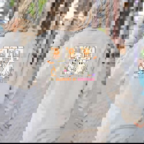 Halloween Science Teacher Boo Ghost The Element Of Surprise Women&#x27;s Sweatshirt Back Print - teacherstshirts.com