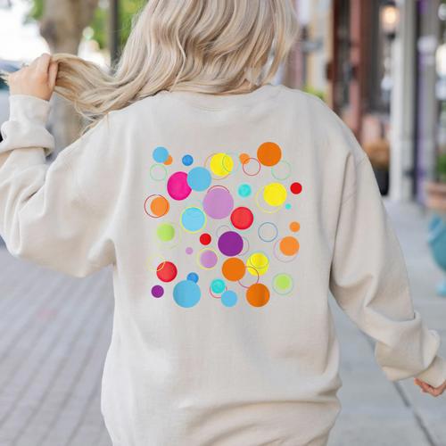 Happy Dot Day Colorful Polka Dot Art Teacher Student Kids Women's Sweatshirt Back Print - teacherstshirts.com