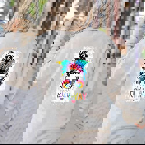 Happy Fri-Yay Friday Teacher Life Happy Friday Women&#x27;s Sweatshirt Back Print - teacherstshirts.com