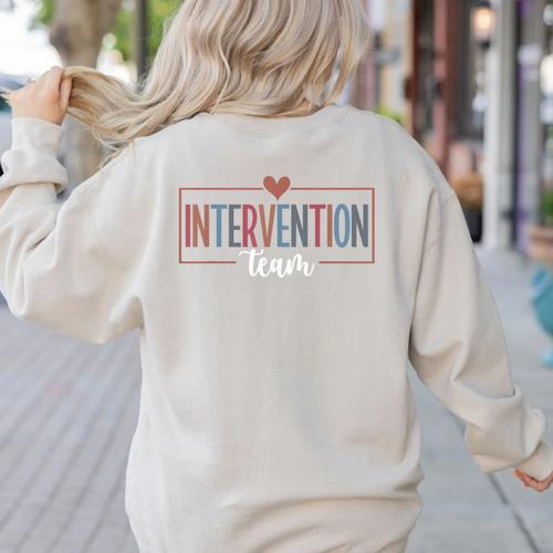 Intervention Team Best Intervention Teacher Squad Women's Sweatshirt Back Print - teacherstshirts.com AU