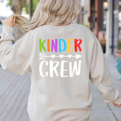 Kinder Crew Shirt Kindergarten Boy Girl Student Teacher Women's Sweatshirt Back Print - teacherstshirts.com AU