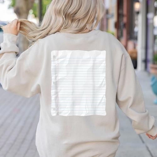Lined Paper Notebook Halloween Costume For Students Teachers For Men Women Kids Women's Sweatshirt Back Print - teacherstshirts.com