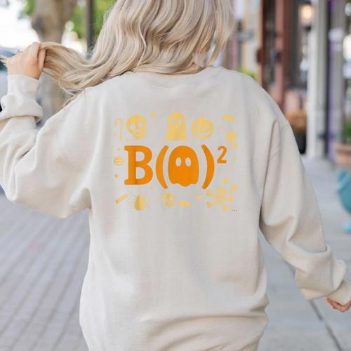 Math Teacher Ghost Shirt Cute Spooky Teacher Halloween Women's Sweatshirt Back Print - teacherstshirts.com