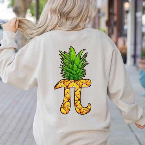 Math Teacher Hawaiian Shirts Pineapple Pi Day Symbol Women's Sweatshirt Back Print - teacherstshirts.com CA