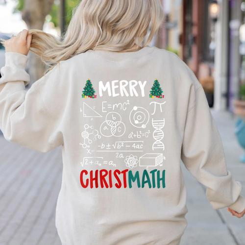 Merry Christmath – Math Christmas For Math Teacher For Men Women Kids Women's Sweatshirt Back Print - teacherstshirts.com AU