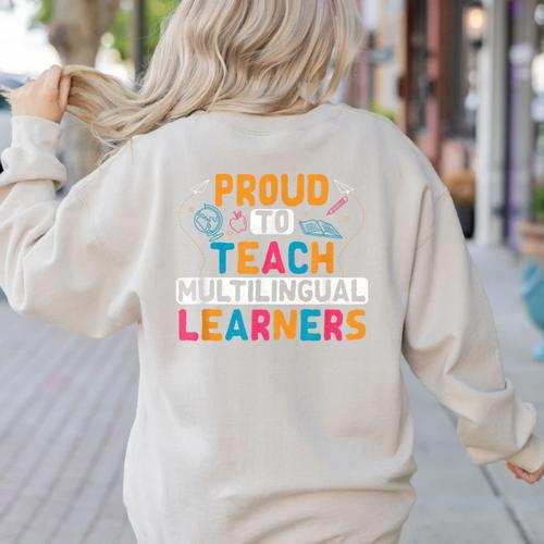 Multilingual Teacher Linguist Language ESL Teaching Women's Sweatshirt Back Print - teacherstshirts.com DE