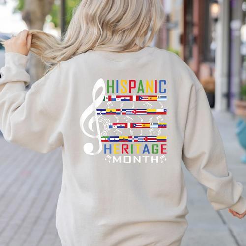 Music Teacher Kid National Hispanic Heritage Month Women's Sweatshirt Back Print - teacherstshirts.com AU