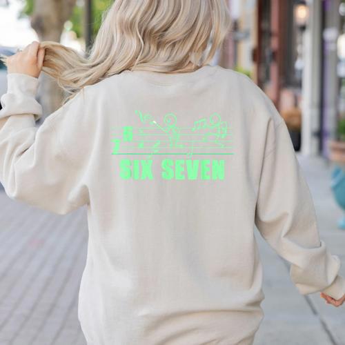 Musical 67 Music Meme Slang Six Seven Music Teacher Women's Sweatshirt Back Print - teacherstshirts.com CA