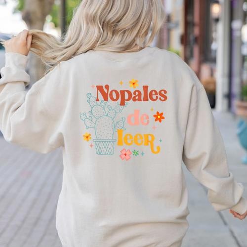 Nopales De Leer Spanish Teacher Maestra Cactus Bilingual Women's Sweatshirt Back Print - teacherstshirts.com AU