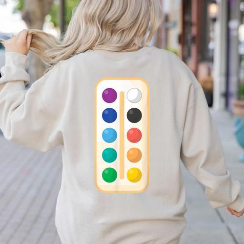 Paint Palette ArtSet Halloween Costume For Teachers Students For Men Women Kids Women's Sweatshirt Back Print - teacherstshirts.com