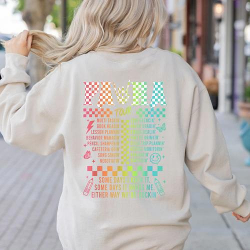 Para Tour Paraprofessional Squad Rock Teacher Back To School Women's Sweatshirt Back Print - teacherstshirts.com DE