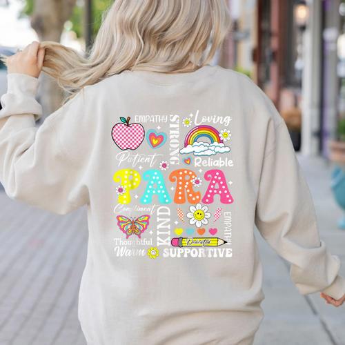 Paras Make It Possible Paraprofessional Paraeducator Teacher Women's Sweatshirt Back Print - teacherstshirts.com AU