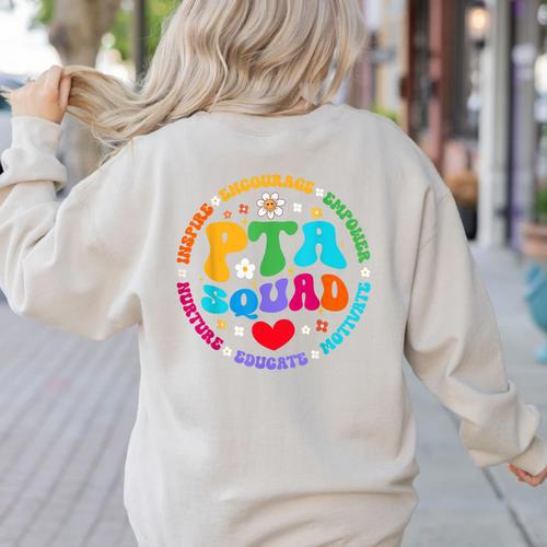 Parents Teacher Association Team Supporter PTA Squad For Men Women Girls Kids Women's Sweatshirt Back Print - teacherstshirts.com CA