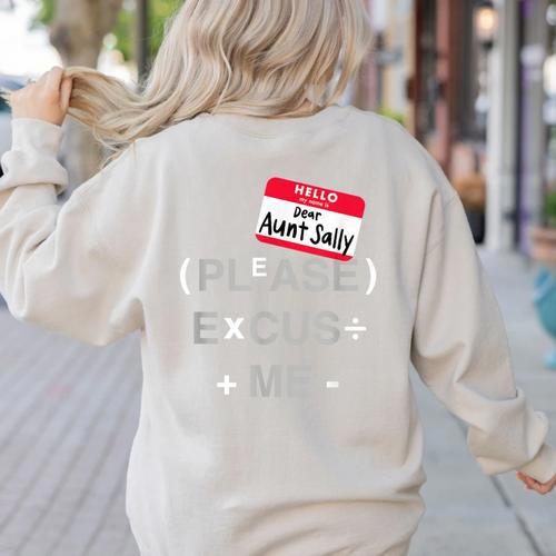 PEMDAS Math Teacher Halloween Costume Women's Sweatshirt Back Print - teacherstshirts.com