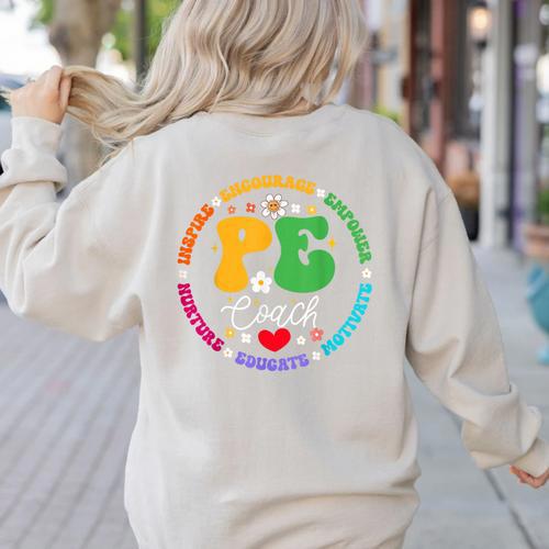 Physical Education PE Instructor Coach Teacher Gym Women's Sweatshirt Back Print - teacherstshirts.com UK