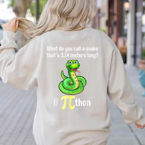 Pi Day Puns Pithon Math Teacher Jokes Women Men Kids Women's Sweatshirt Back Print - teacherstshirts.com UK