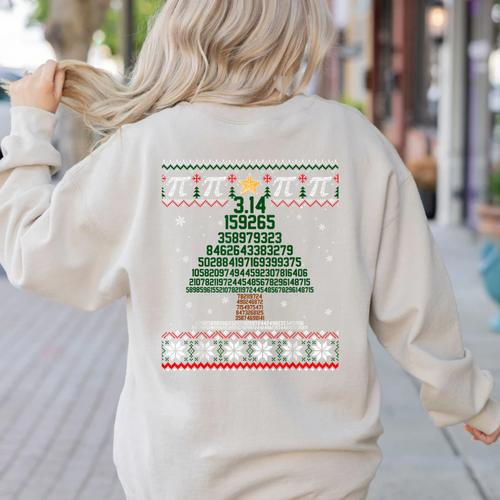 Pi Tree Christmas Math Teacher Ugly Sweater Men Women Kids Women's Sweatshirt Back Print - teacherstshirts.com AU