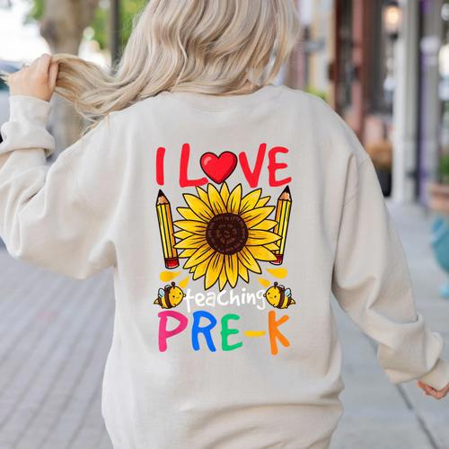 Pre School Teacher Pre-K Teacher Women's Sweatshirt Back Print - teacherstshirts.com AU
