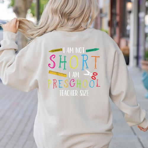 Preschool Teacher Short Pre-K Teacher Women's Sweatshirt Back Print - teacherstshirts.com AU
