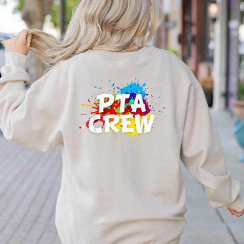 PTA Crew Back To School Volunteer Board Mom Parent Teacher Women's Sweatshirt Back Print - teacherstshirts.com CA