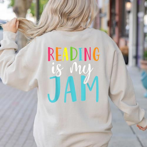 Reading Is My Jam Back To School Teacher Women's Sweatshirt Back Print - teacherstshirts.com UK