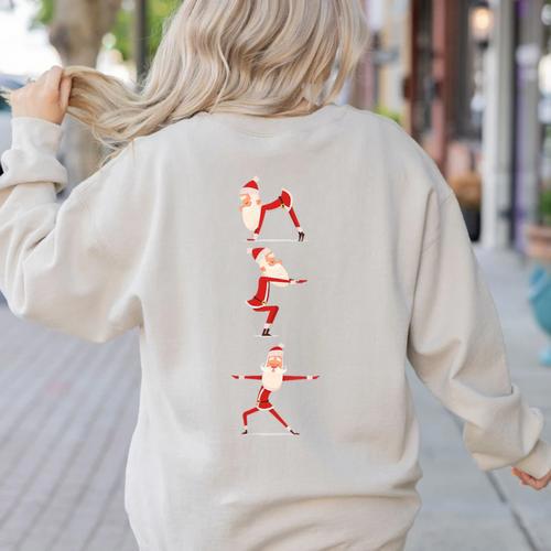 Santa Yoga Poses For Yogi Teacher Christmas Yoga Poses Women's Sweatshirt Back Print - teacherstshirts.com DE