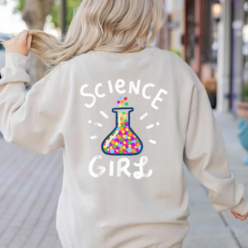 Science Girl Chemistry Biology Student Teacher Women's Sweatshirt Back Print - teacherstshirts.com AU