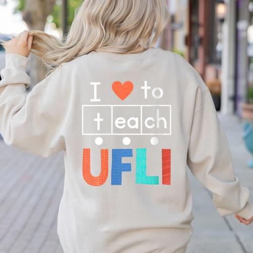 Science Of Reading I Love To Teach UFLI Teacher Literacy Women's Sweatshirt Back Print - teacherstshirts.com CA