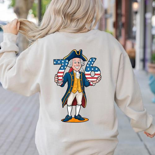 Six Seven 6 7 7 6 George Washington Teacher American Women's Sweatshirt Back Print - teacherstshirts.com