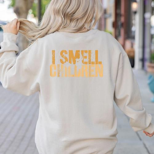 I SMELL CHILDREN Halloween Teacher Classroom I Teach Women's Sweatshirt Back Print - teacherstshirts.com DE
