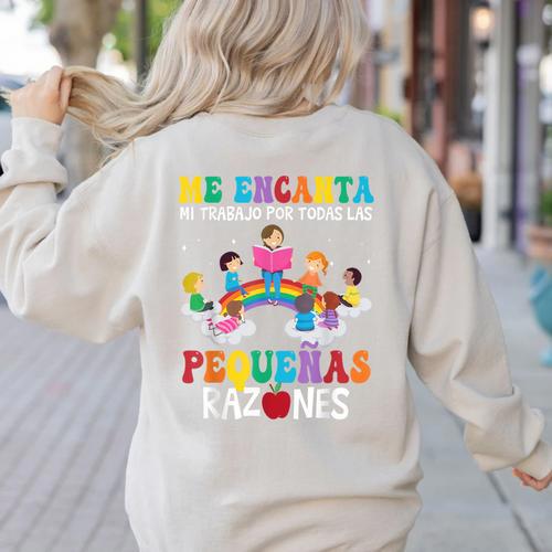 Spanish Teacher Bilingual Teacher Maestra Maestras Women's Sweatshirt Back Print - teacherstshirts.com AU