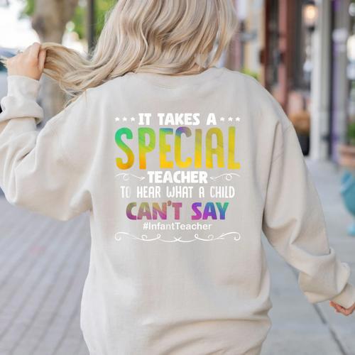 Special Teacher Daycare School Childcare Infant Teacher Women's Sweatshirt Back Print - teacherstshirts.com AU