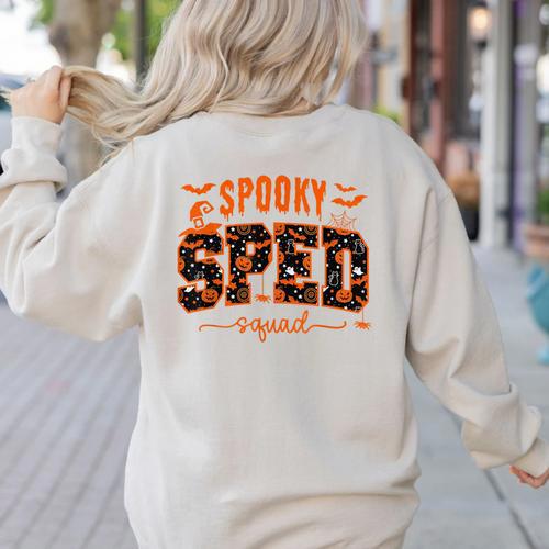 Sped Squad Team Special Education Teacher Halloween Women's Sweatshirt Back Print - teacherstshirts.com UK