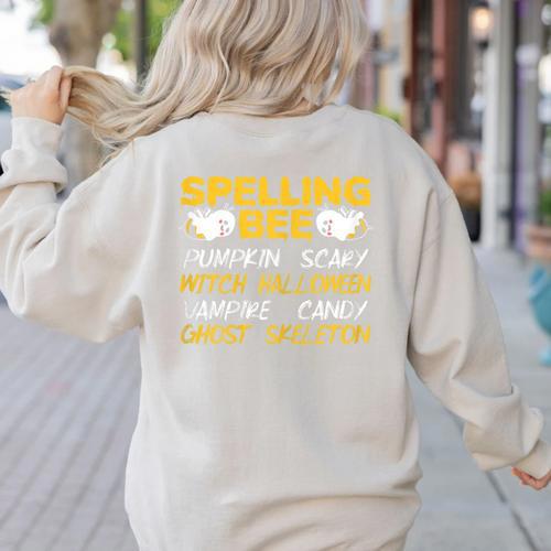 Spelling Bee Costume For a Halloween Teacher Pun Women Women's Sweatshirt Back Print - teacherstshirts.com UK