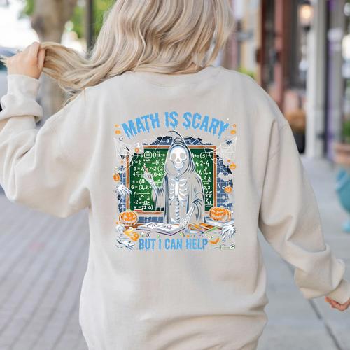 Spooky Halloween Math Teacher Women's Sweatshirt Back Print - teacherstshirts.com AU