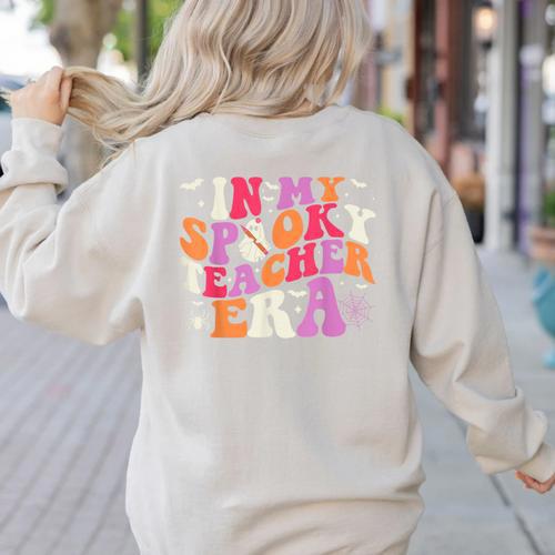 In My Spooky Teacher Era Halloween Teacher Back To School Women's Sweatshirt Back Print - teacherstshirts.com CA