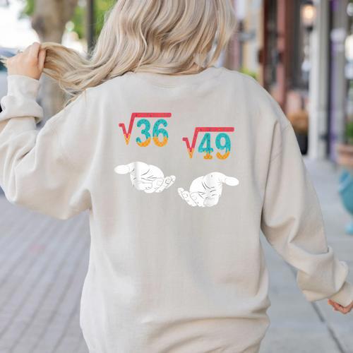 Square Root 36 49 Meme 67 Ice Cream Drip Math Teacher Tee Women's Sweatshirt Back Print - teacherstshirts.com